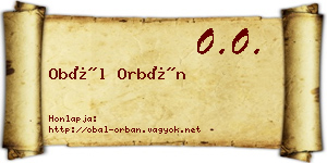 Obál Orbán névjegykártya